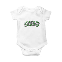 St Patricks Day Lucky Shamrock Baby Onesie Vintage Minimalist