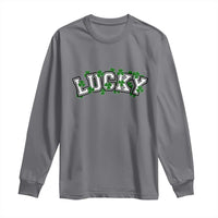 St Patricks Day Lucky Shamrock Long Sleeve Shirt Vintage Minimalist