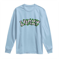 St Patricks Day Lucky Shamrock Long Sleeve Shirt Vintage Minimalist