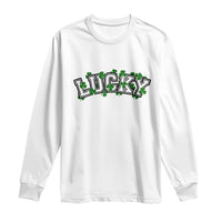 St Patricks Day Lucky Shamrock Long Sleeve Shirt Vintage Minimalist