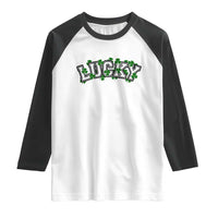 St Patricks Day Lucky Shamrock Raglan Shirt Vintage Minimalist