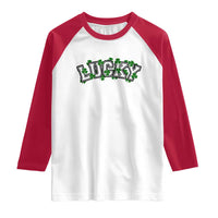 St Patricks Day Lucky Shamrock Raglan Shirt Vintage Minimalist