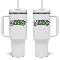 St Patricks Day Lucky Shamrock Tumbler With Handle Vintage Minimalist