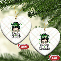 Lucky Sassy Lassie Messy Bun Ceramic Ornament Funny St Patricks Day - Wonder Print Shop