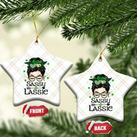 Lucky Sassy Lassie Messy Bun Ceramic Ornament Funny St Patricks Day - Wonder Print Shop