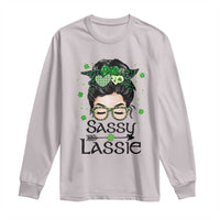 Lucky Sassy Lassie Messy Bun Long Sleeve Shirt Funny St Patricks Day