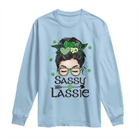 Lucky Sassy Lassie Messy Bun Long Sleeve Shirt Funny St Patricks Day
