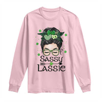 Lucky Sassy Lassie Messy Bun Long Sleeve Shirt Funny St Patricks Day