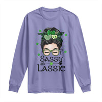 Lucky Sassy Lassie Messy Bun Long Sleeve Shirt Funny St Patricks Day