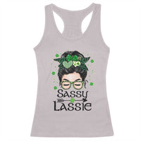 Lucky Sassy Lassie Messy Bun Racerback Tank Top Funny St Patricks Day