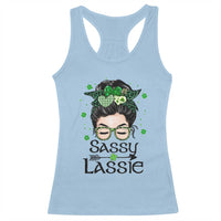Lucky Sassy Lassie Messy Bun Racerback Tank Top Funny St Patricks Day