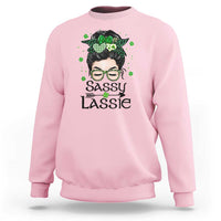Lucky Sassy Lassie Messy Bun Sweatshirt Funny St Patricks Day