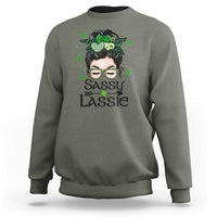 Lucky Sassy Lassie Messy Bun Sweatshirt Funny St Patricks Day