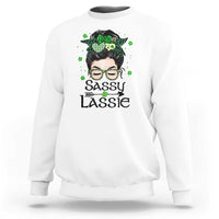 Lucky Sassy Lassie Messy Bun Sweatshirt Funny St Patricks Day