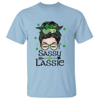 Lucky Sassy Lassie Messy Bun T Shirt Funny St Patricks Day