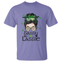 Lucky Sassy Lassie Messy Bun T Shirt Funny St Patricks Day