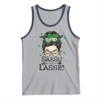 Lucky Sassy Lassie Messy Bun Tank Top Funny St Patricks Day
