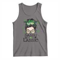 Lucky Sassy Lassie Messy Bun Tank Top Funny St Patricks Day