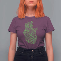 Lucky Shamrocks Heart T Shirt For Women Anatomical Anatomy St Patrick's Day