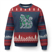 Irish Shamrock Cat Graphic Ugly Christmas Sweater Saint Patrick Day for Cat Lovers - Wonder Print Shop