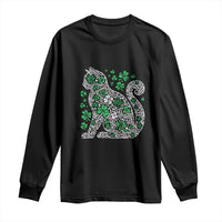 Irish Shamrock Cat Graphic Long Sleeve Shirt Saint Patrick Day for Cat Lovers