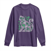 Irish Shamrock Cat Graphic Long Sleeve Shirt Saint Patrick Day for Cat Lovers