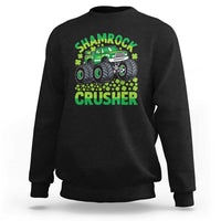 Funny Shamrock Crusher Monster Truck Sweatshirt Happy St Patricks Day Boys