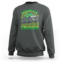 Funny Shamrock Crusher Monster Truck Sweatshirt Happy St Patricks Day Boys