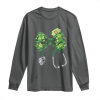 Shamrock Coquette Bow Stethoscope Long Sleeve Shirt Registered Nurse Nursing St Patricks Day