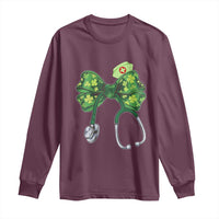 Shamrock Coquette Bow Stethoscope Long Sleeve Shirt Registered Nurse Nursing St Patricks Day