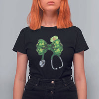 Shamrock Coquette Bow Stethoscope T Shirt For Women Registered Nurse Nursing St Patricks Day