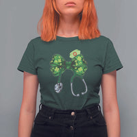 Shamrock Coquette Bow Stethoscope T Shirt For Women Registered Nurse Nursing St Patricks Day