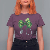 Shamrock Coquette Bow Stethoscope T Shirt For Women Registered Nurse Nursing St Patricks Day