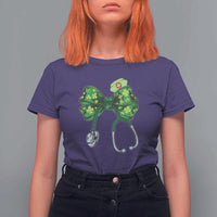 Shamrock Coquette Bow Stethoscope T Shirt For Women Registered Nurse Nursing St Patricks Day