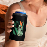 Funny St Patrick's Day Pug Leprechaun 4 in 1 Can Cooler Tumbler Dog Lover Puppy Green American Flag