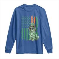 Funny St Patrick's Day Pug Leprechaun Long Sleeve Shirt Dog Lover Puppy Green American Flag