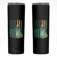 Funny St Patrick's Day Pug Leprechaun Skinny Tumbler Dog Lover Puppy Green American Flag