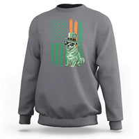 Funny St Patrick's Day Pug Leprechaun Sweatshirt Dog Lover Puppy Green American Flag