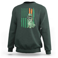 Funny St Patrick's Day Pug Leprechaun Sweatshirt Dog Lover Puppy Green American Flag