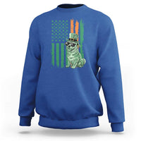 Funny St Patrick's Day Pug Leprechaun Sweatshirt Dog Lover Puppy Green American Flag