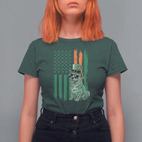 Funny St Patrick's Day Pug Leprechaun T Shirt For Women Dog Lover Puppy Green American Flag