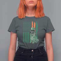 Funny St Patrick's Day Pug Leprechaun T Shirt For Women Dog Lover Puppy Green American Flag