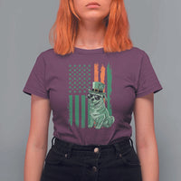 Funny St Patrick's Day Pug Leprechaun T Shirt For Women Dog Lover Puppy Green American Flag