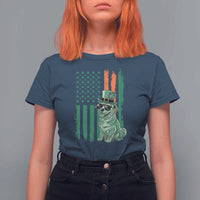 Funny St Patrick's Day Pug Leprechaun T Shirt For Women Dog Lover Puppy Green American Flag