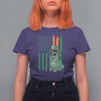 Funny St Patrick's Day Pug Leprechaun T Shirt For Women Dog Lover Puppy Green American Flag