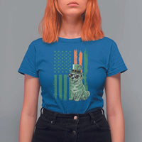 Funny St Patrick's Day Pug Leprechaun T Shirt For Women Dog Lover Puppy Green American Flag