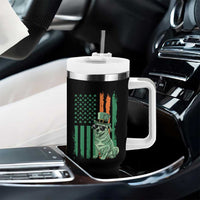 Funny St Patrick's Day Pug Leprechaun Tumbler With Handle Dog Lover Puppy Green American Flag