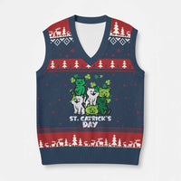 Cute St Catricks Day V-Neck Knit Sweater Vest St Patricks Cats Saint Pattys Cat Lover - Wonder Print Shop