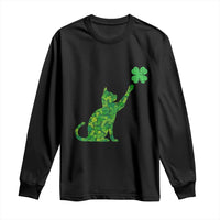 St Patricks Day Shamrock Cat Long Sleeve Shirt Saint Pattys Cats Lover
