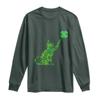 St Patricks Day Shamrock Cat Long Sleeve Shirt Saint Pattys Cats Lover